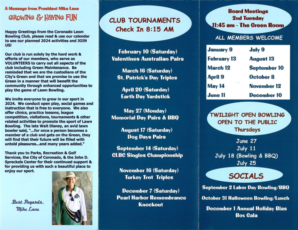 2024 Annual Calendar Coronado Lawn Bowling 2024 Annual Calendar Coronado Lawn Bowling
